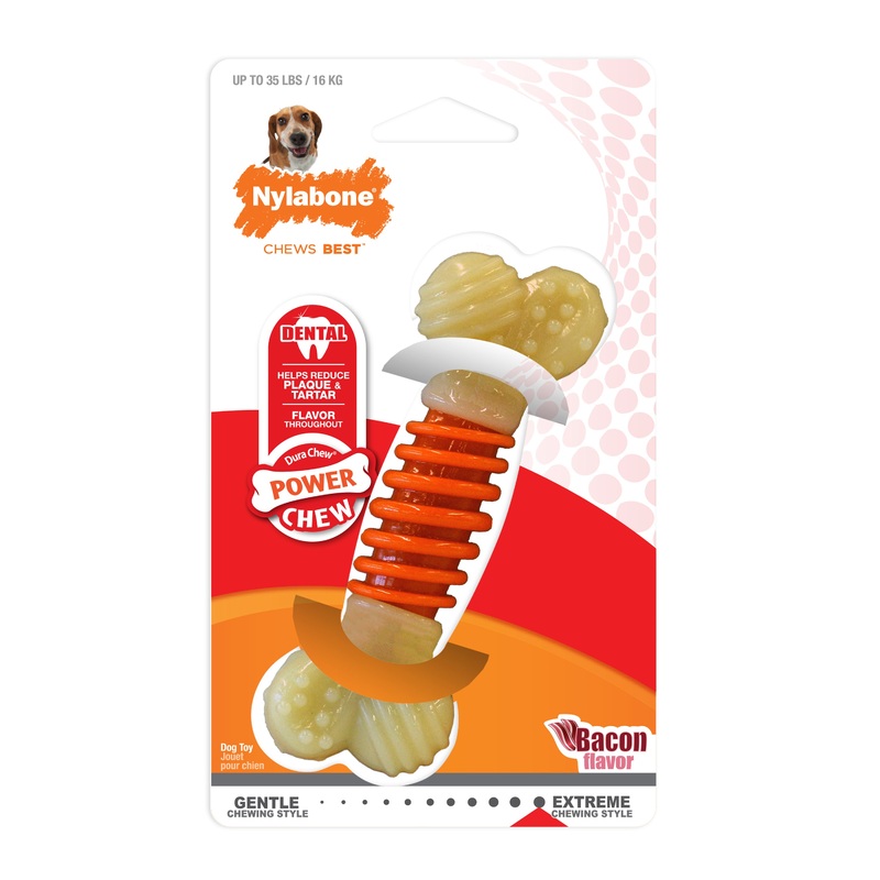 Nylabone PRO Action Dental Power Chew Durable Dog Toy Bacon Medium/Wolf