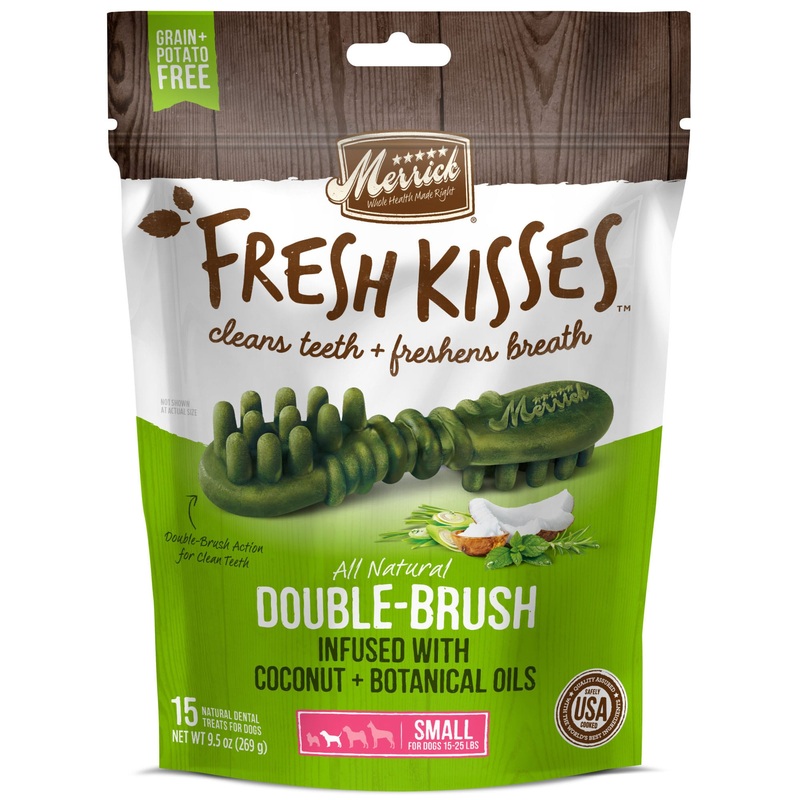 Merrick Fresh Kisses Dog Dental Treats  Coconut Plus Botanical Oils Recipe  Dog Treats for Small Breeds 15-25 Lbs - 15 ct. Bag