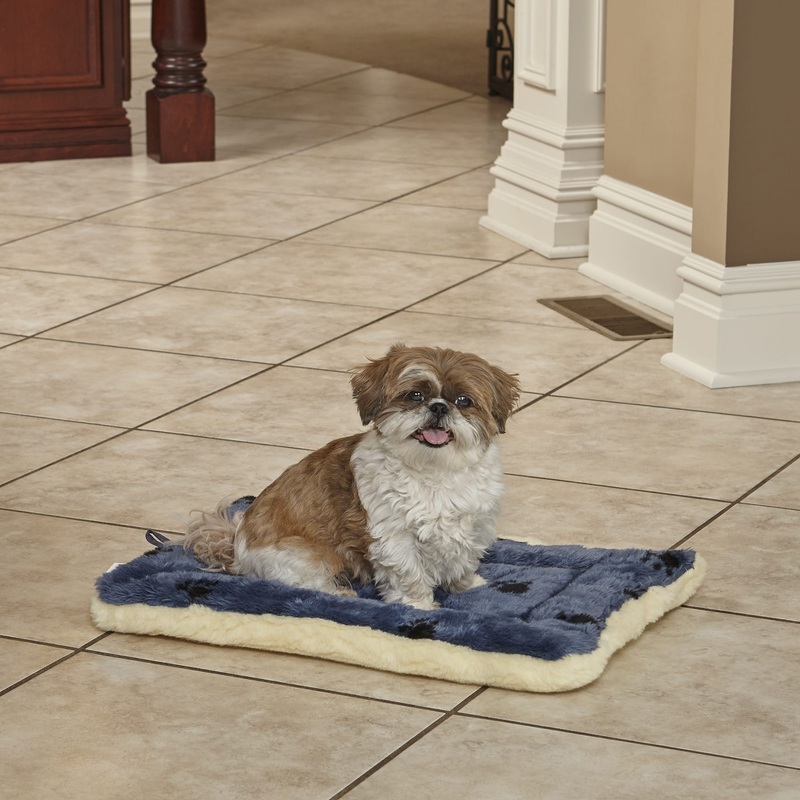 Midwest Fleece Blue Paw Print Reversible Dog and Cat Bed 22