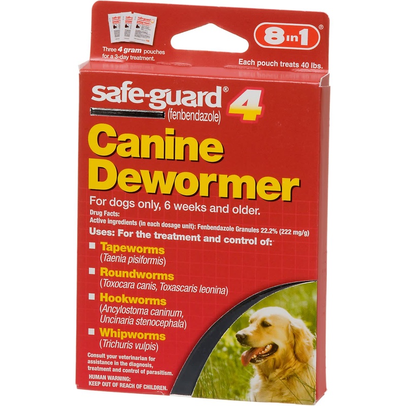 SafeGuard Panacur (fenbendazole) K9 Dogs 40 lbs 4gm 3-Pack Dose All Wormer