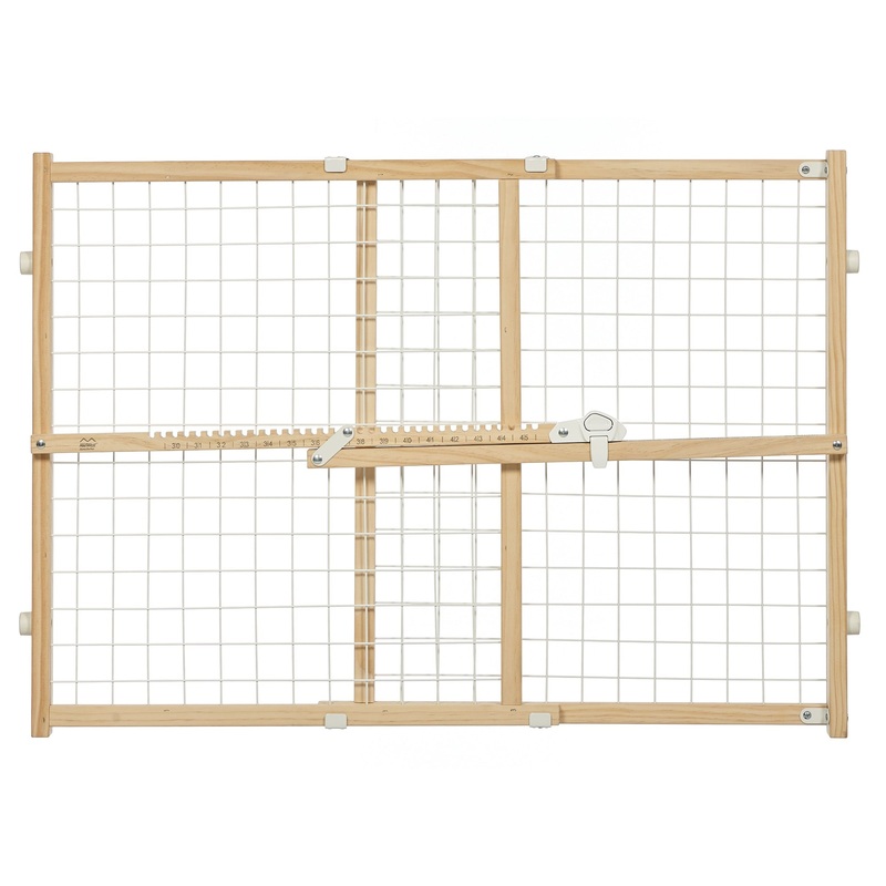 Wood Pet Gate 24  High Featuring New Patented Latch System  Wire Mesh Dog Gate Expands 29-41 Inches Wide