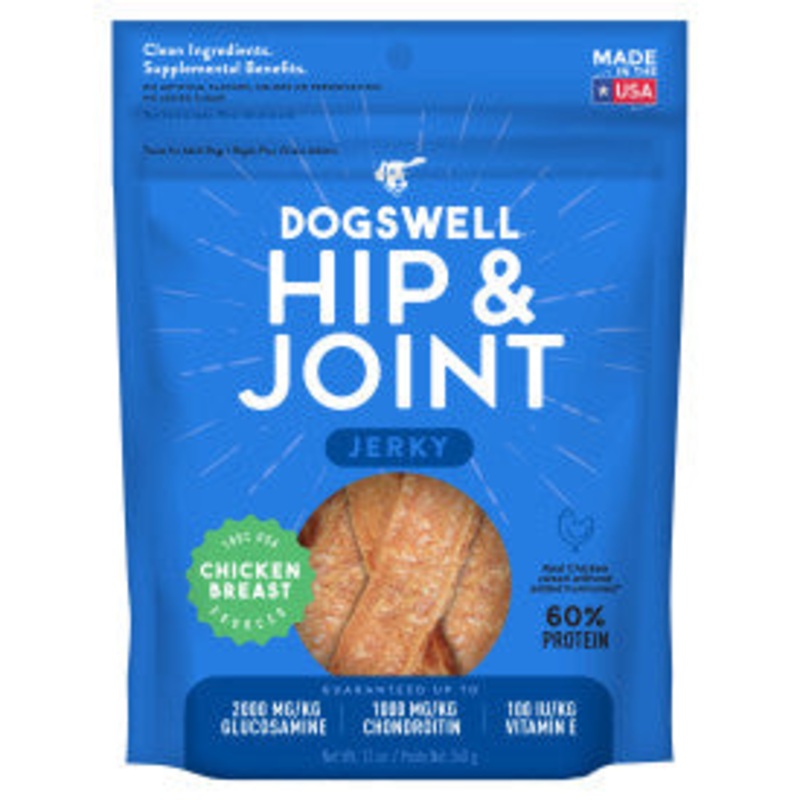 Dogswell Hip & Joint Jerky Dog Treats, Chicken, 12 oz. Pouch