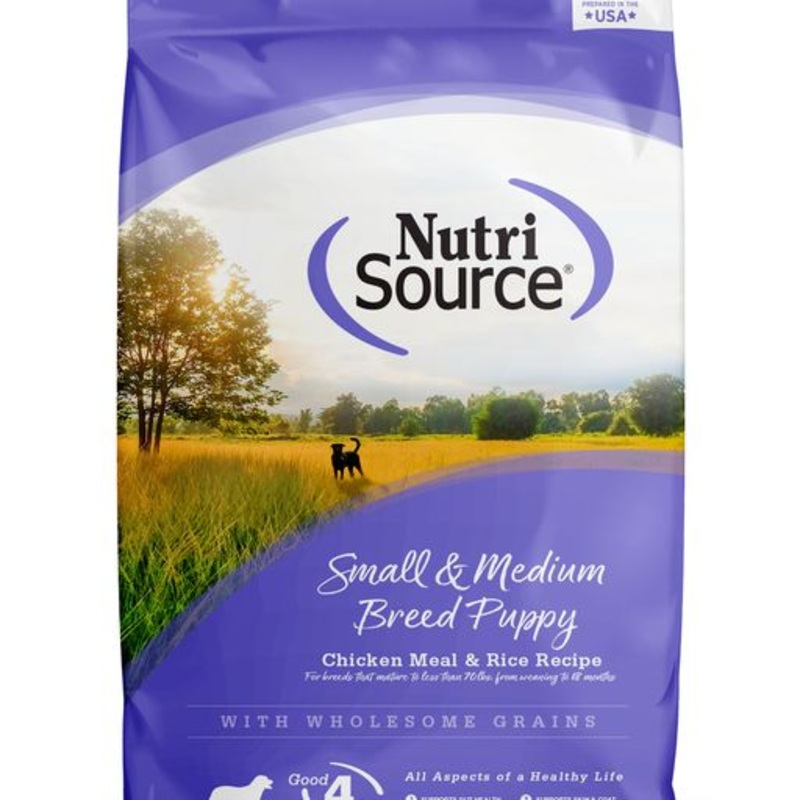 NutriSource Small & Medium Breed Puppy Chicken Meal & Rice Recipe 12Lb