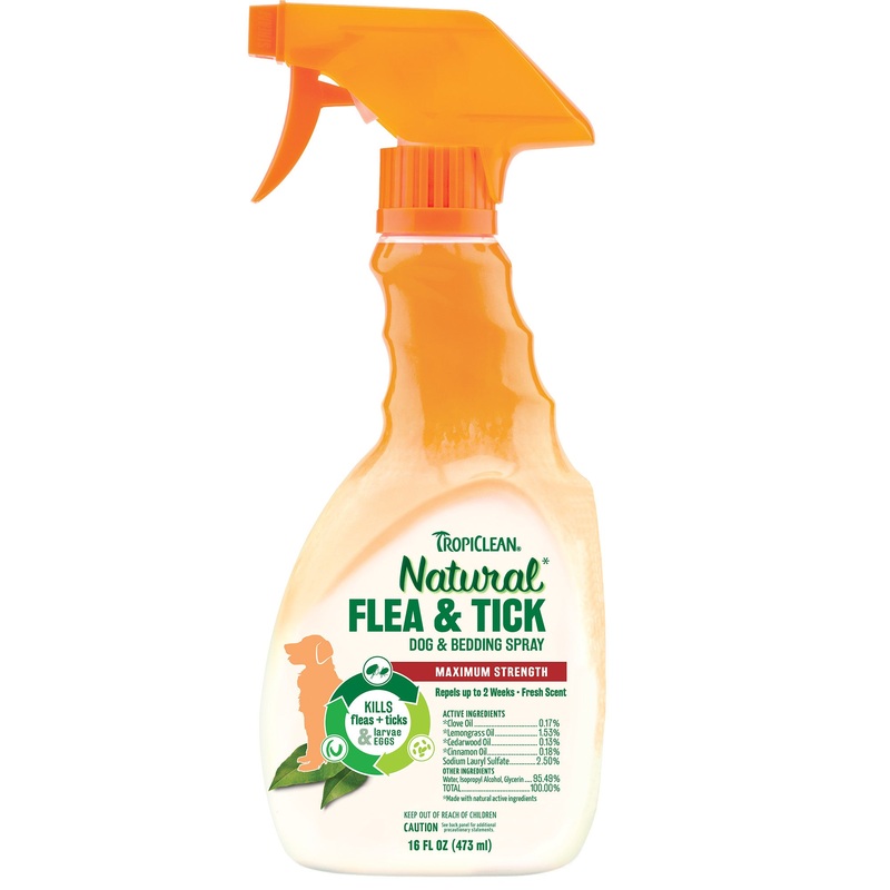 TropiClean Natural* Flea & Tick Dog & Bedding Spray, 16oz