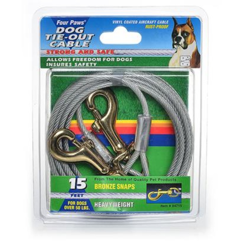 Four Paws Medium Weight Dog Tie Out Cable Red 10 feet