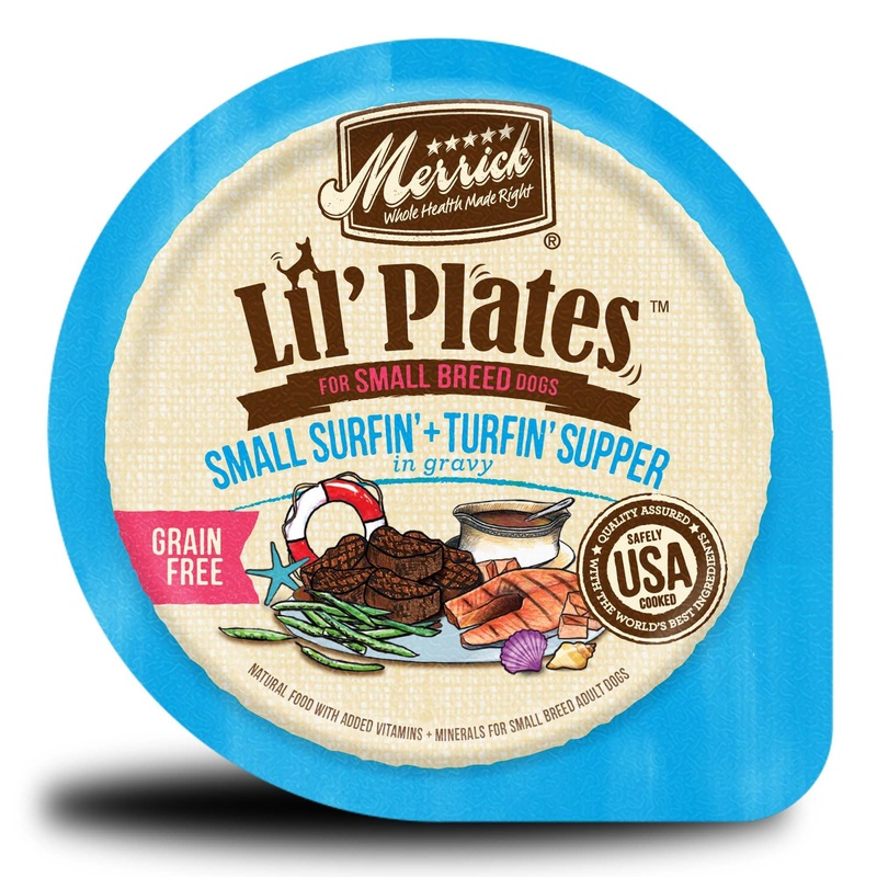 Merrick Lil  Plates Grain Free Small Breed Wet Dog Food Surfin  + Turfin  Supper - 3.5 oz Tubs