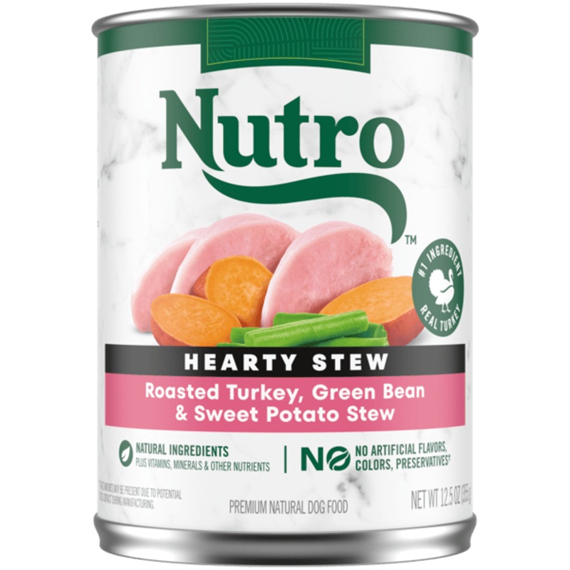 Nutro Wet Dog Food Hearty Stew Roasted Turkey, Sweet Potato & Green Bean Stew 12.5oz can