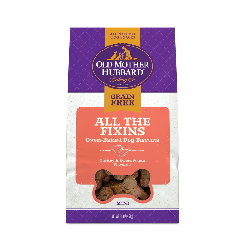 Old Mother Hubbard All The Fixins Grain Free Biscuits Baked Dog Treats  Mini  16 Ounce Bag
