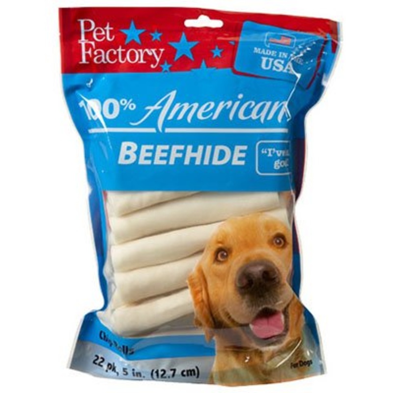 Pet Factory 100% American Beefhide 5in Chip Rolls Chews Dog Treat