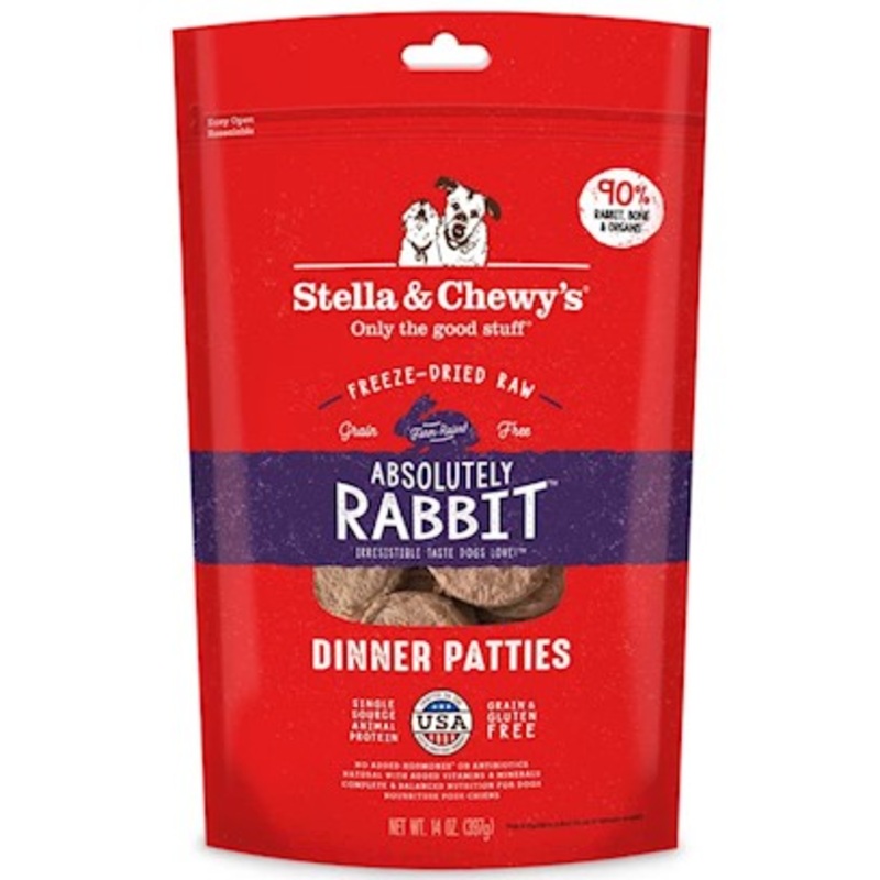 Stella & Chewy s Freeze-Dried Raw Absolutely Rabbit Dinner Patties Grain-Free Dog Food  14 oz bag