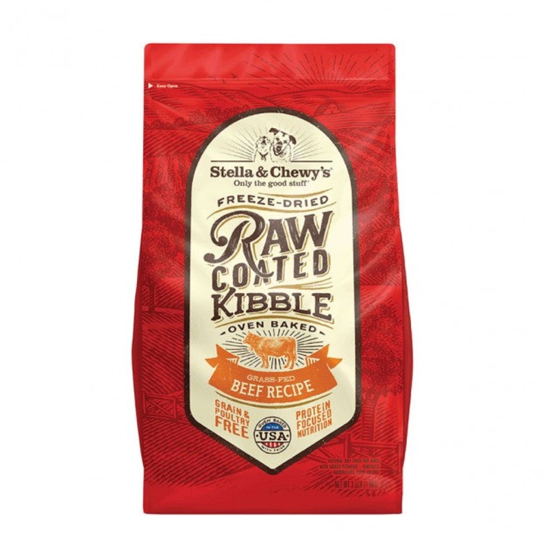 Stella & Chewy's Raw Coated Kibble Grain-Free Grass-Fed Beef Recipe Dog Food, 10 Lb
