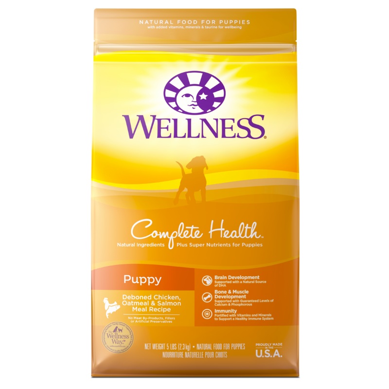 Wellness Complete Health Natural Dry Puppy Food Chicken Salmon & Oatmeal 5lb Bag