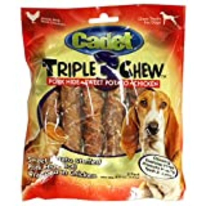 Cadet Gourmet Triple Chews Pork Hide Twists Chicken & Sweet Potato 6 Count