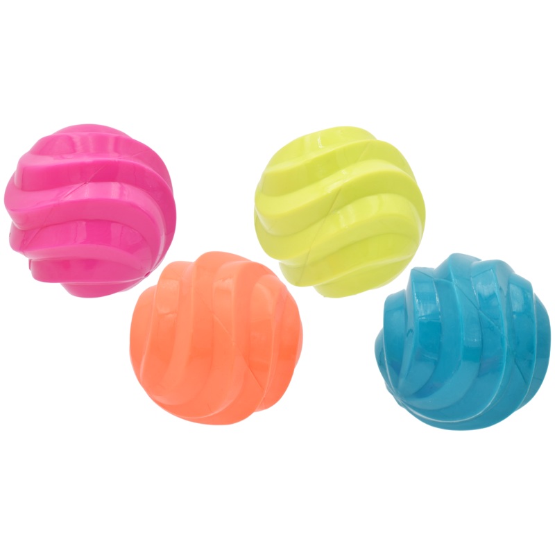 Multipet Latex Dog Toy Spiral Balls 4in Assorted