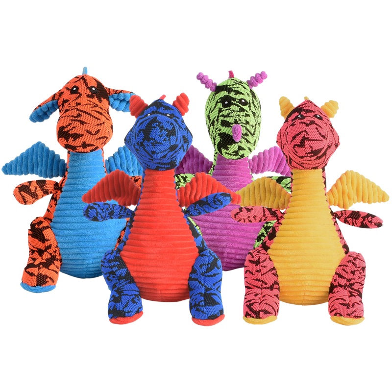 Multipet Plush Dog Toy Dragons 10in Assorted