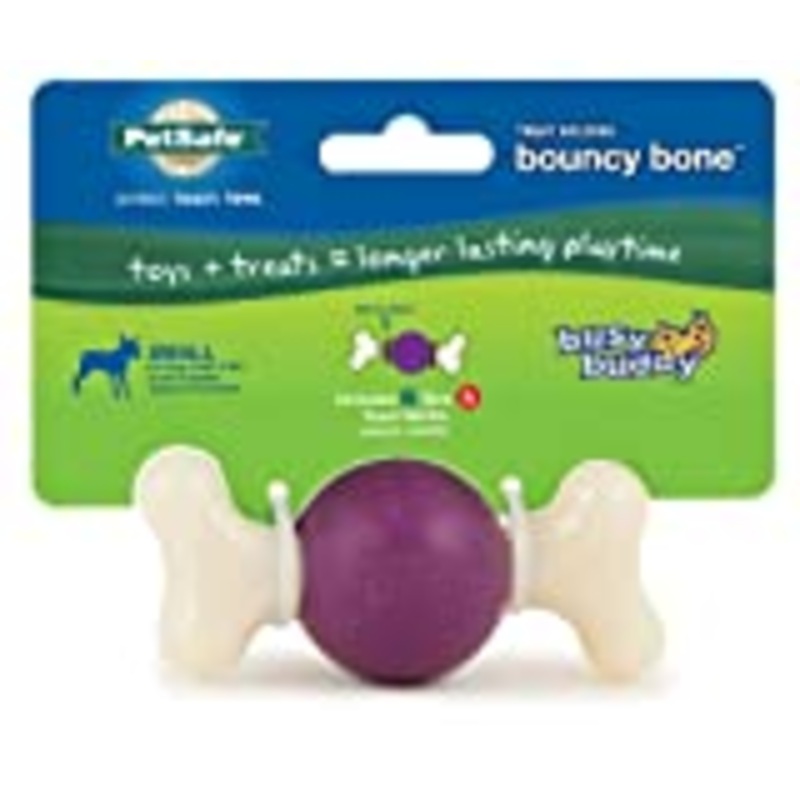 PetSafe Busy Buddy Bouncy Bone, 3-in-1 Dog Toy, Includes Treat Rings, Small