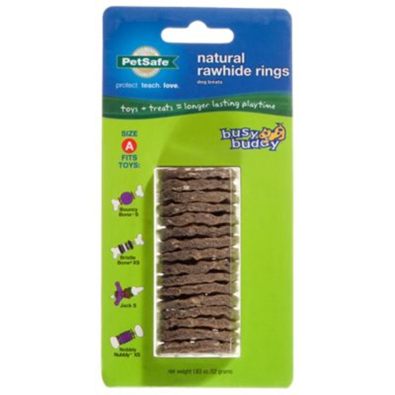 PetSafe Natural Rawhide Treat Ring Refills, Size A, Replacement Treats for PetSafe Busy Buddy Treat Ring Holding Toys