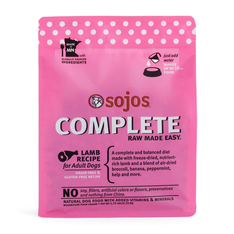 Sojos Complete Lamb Recipe Adult Grain Free Freeze Dried Raw Dog Food 1.75lb Bag