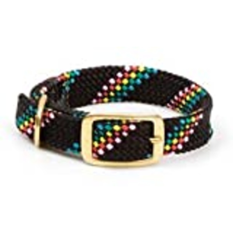 Black Conf:Adjustable double-braid dog collarWaterproof and durable webbingFeatures all brass hardware buckle and "D" ringMatches Mendota snap leashes perfectlyChoose 1" wide or 9/16" wide for small breed and puppies"