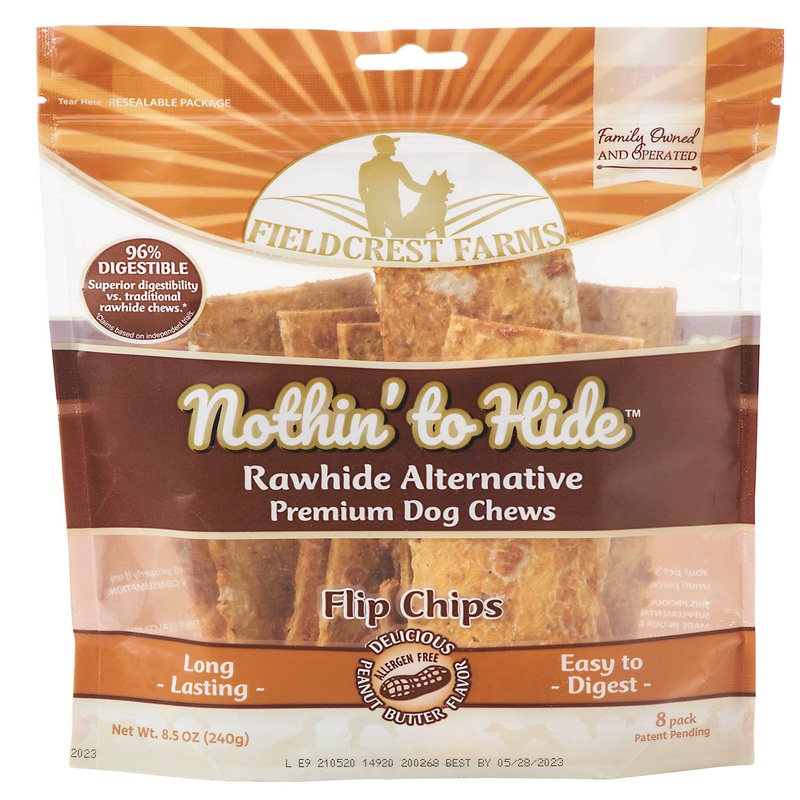 Fieldcrest Farms Nothin' to Hide Flip Chips Peanut Butter Flavored Dog Chew, 240 Gram, Count of 8