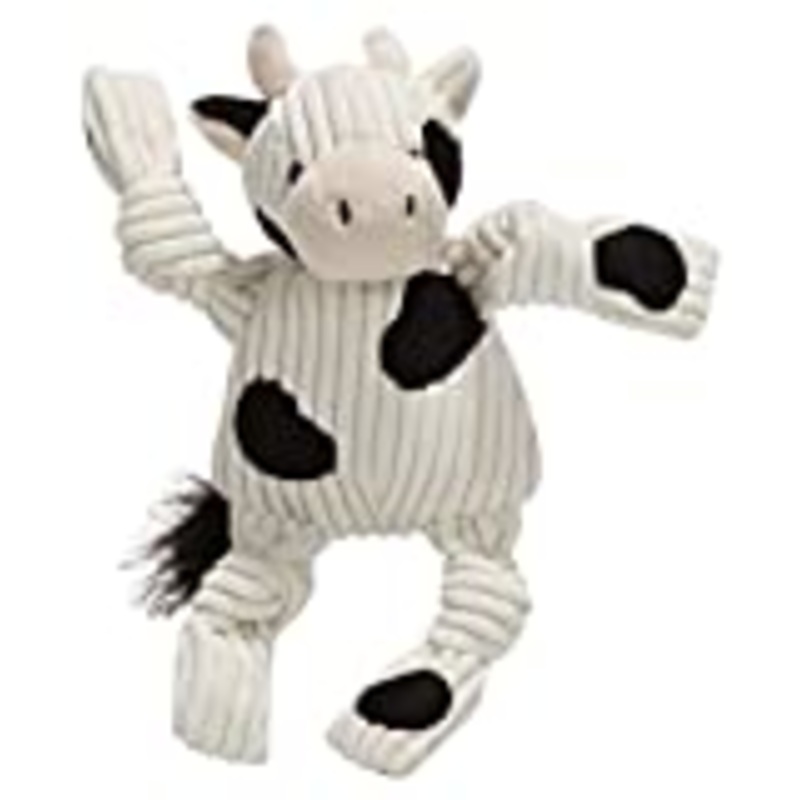 HuggleHounds Knottie Plush Dog Toy - Cow, Small