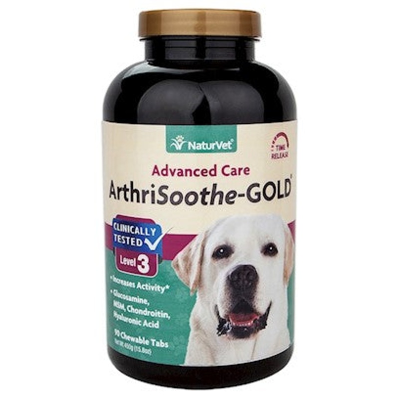 NaturVet ArthriSoothe Gold Level 3 Advanced Joint CareSupports Connective Tissue, Cartilage & Joint Movement  Glucosamine, MSM, Chondroitin & Green Lipped Mussel  90ct Tablets - Dogs & Cats