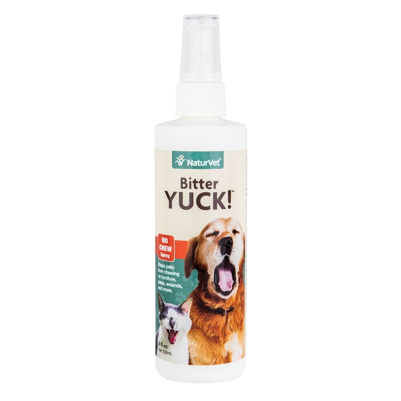 NaturVet Bitter Yuck - No Chew Training Aid  Deters Pets from Chewing on Furniture  Paws  Wounds & More  Water Based Formula Does Not Sting or Stain  8oz - for Cats & Dogs