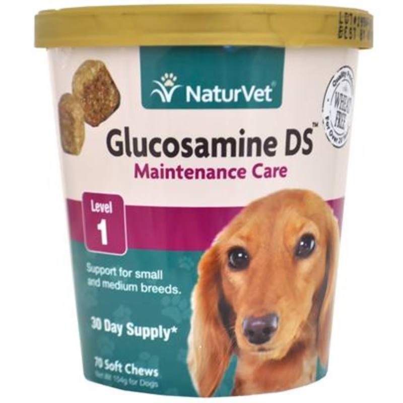 NaturVet Glucosamine DS Maintence Care Small & Medium Breeds - Level 1 (70 Soft Chews)