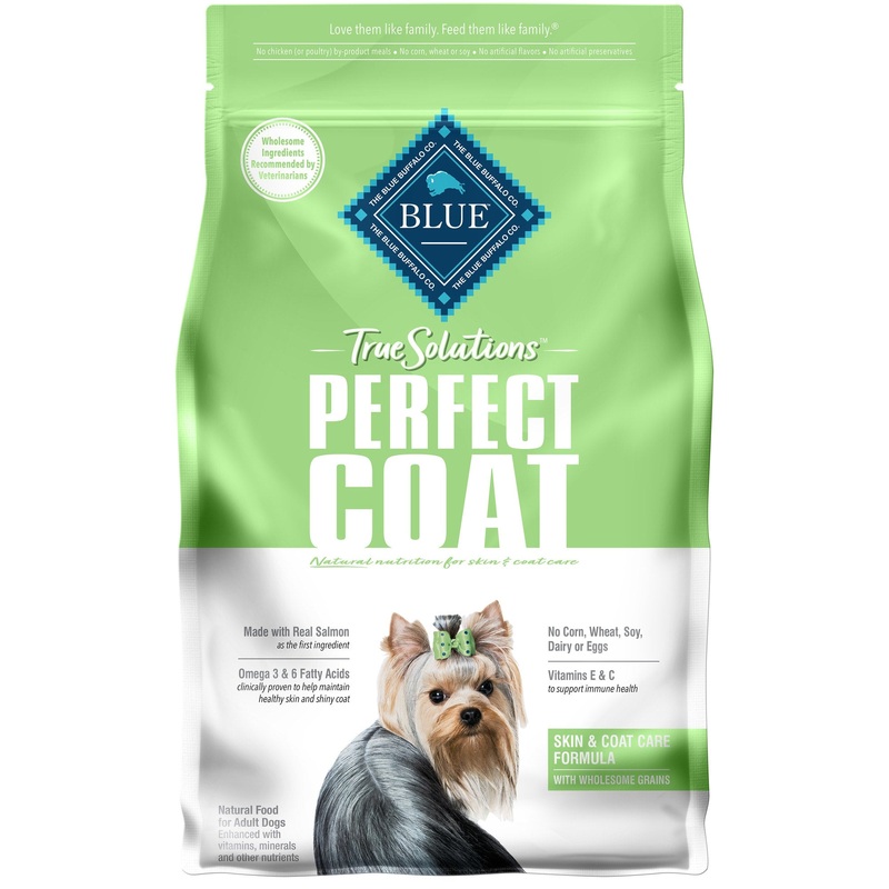 Blue Buffalo True Solutions Perfect Coat Skin & Coat Care Salmon Dry Dog Food for Adult Dogs  Whole Grain  4 lb. Bag