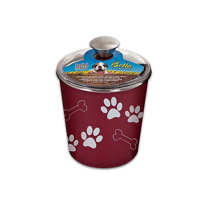 Loving Pets Bella Bowl Dog Treat Canister Merlot