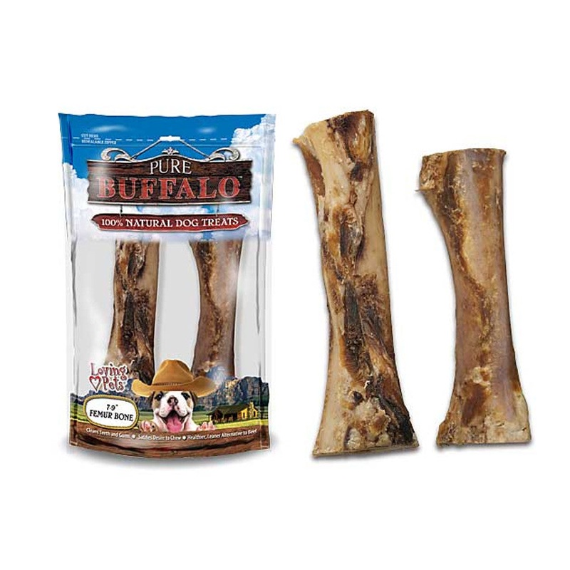 Loving Pets Dog Treat Pure Buffalo 2pk 4in Meaty Femur Bones