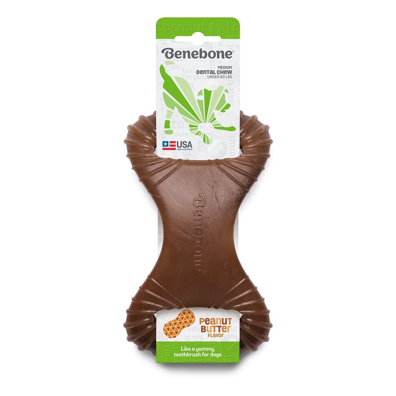 Benebone Real Peanut Durable Dental Dog Chew Toy  Medium