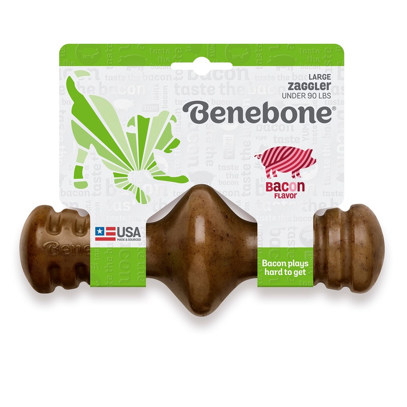Benebone Zaggler Rolling Dog Chew Toy  Bacon  Large