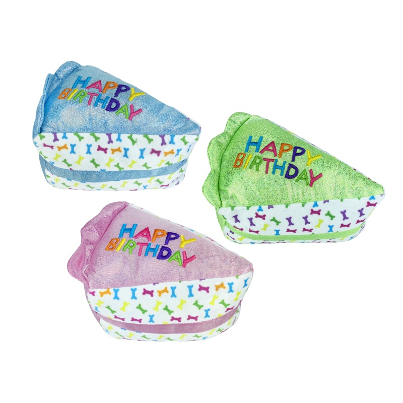 Multipet Plush Dog Toy Birthday Cake Slice 6in Assorted