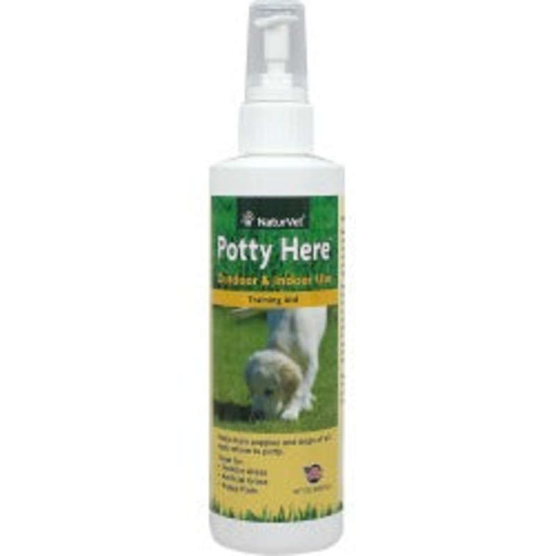 NaturVet  Potty Here Training Aid Spray  Attractive Scent Helps Train Puppies & Dogs Where to Potty  Formulated for Indoor & Outdoor Use  8oz