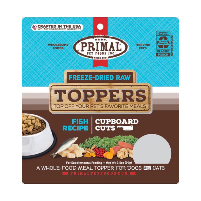 Primal Cupboard Cuts Freeze Dried Raw Dog Food Topper Fish, 3.5 oz - Dog & Cat Food Topper and Meal Mixer
