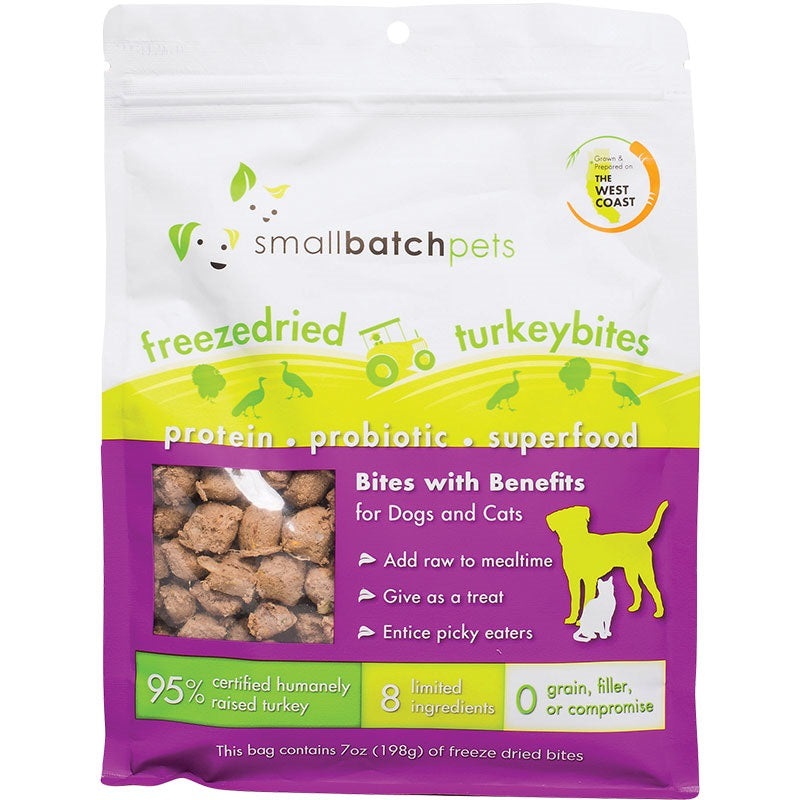 Small Batch Pets Freeze-Dried Turkey Bites Dogs & Cats 7oz