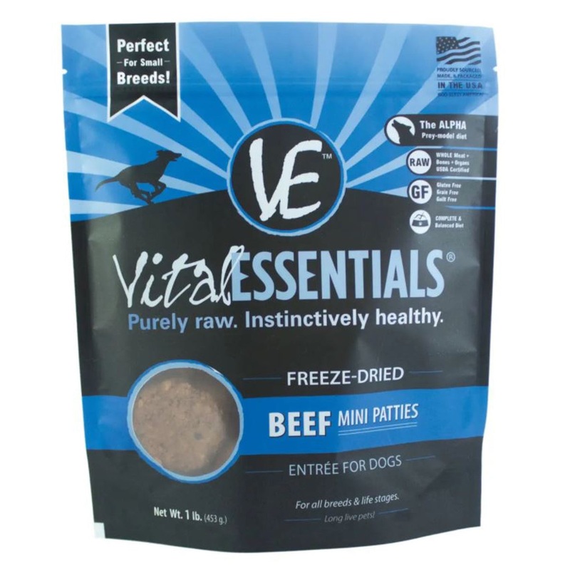 Vital Essentails 16oz Freeze Dried Mini Patties Beef Dog Food